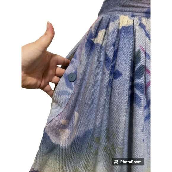 Vintage Escada Nordic Fairy Winter Scene Maxi Skirt S Wool Blend Snowflake Star - Picture 4 of 13